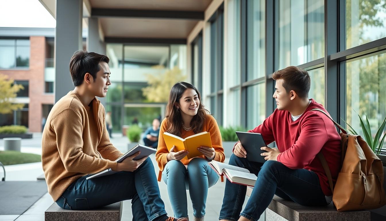 Student using learning strategies while studying